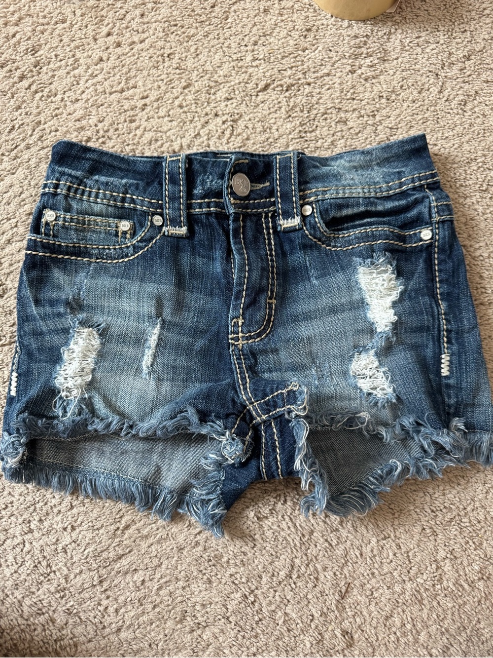 BKE Stella Distressed Dark Blue Denim Jean Shorts- Size 25